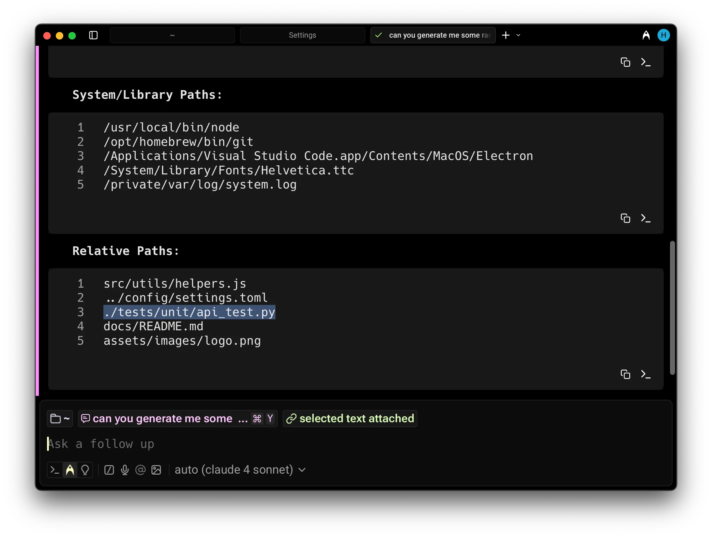 Using smart selection to select a file path by double clicking.